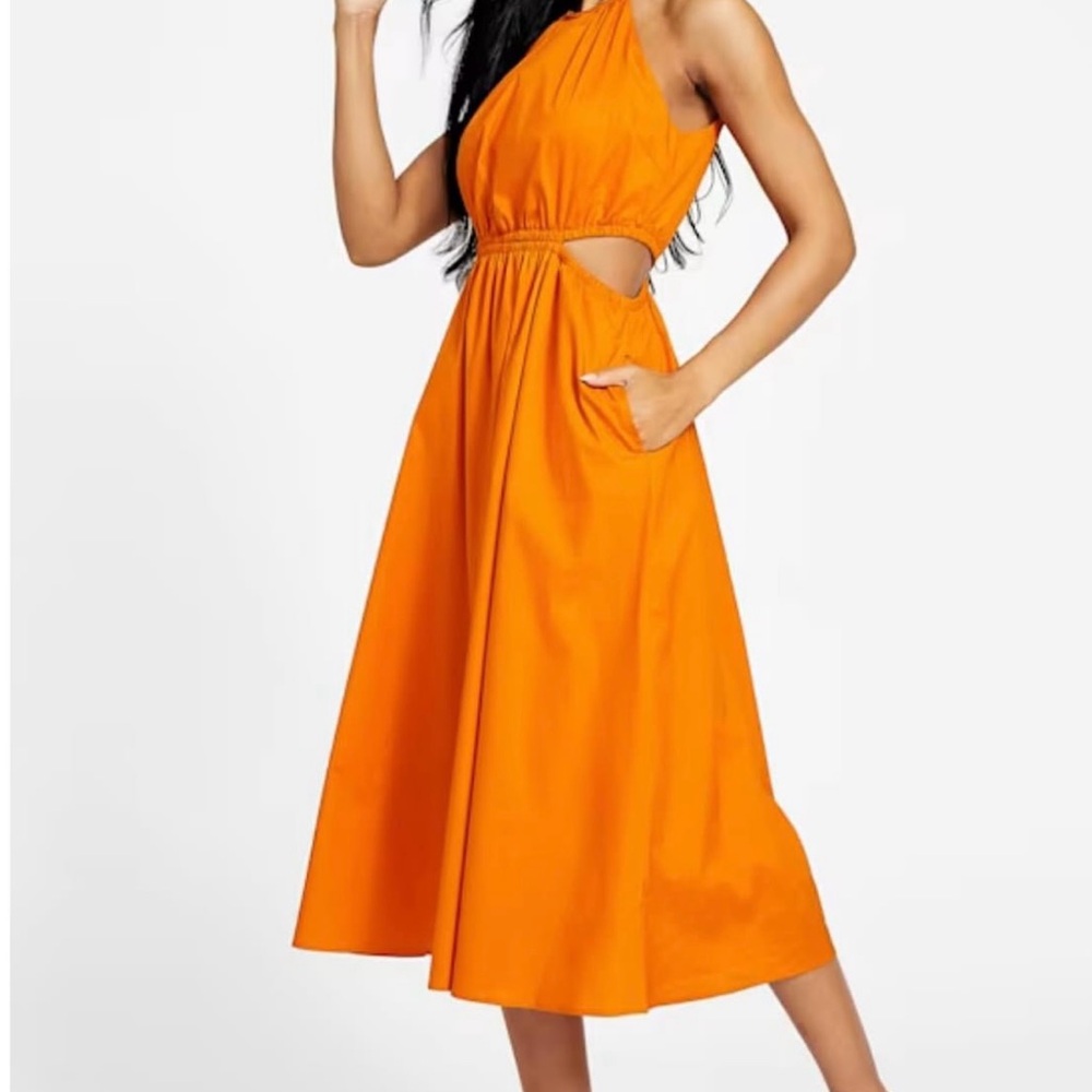 Guess One Shoulder Orange Dress